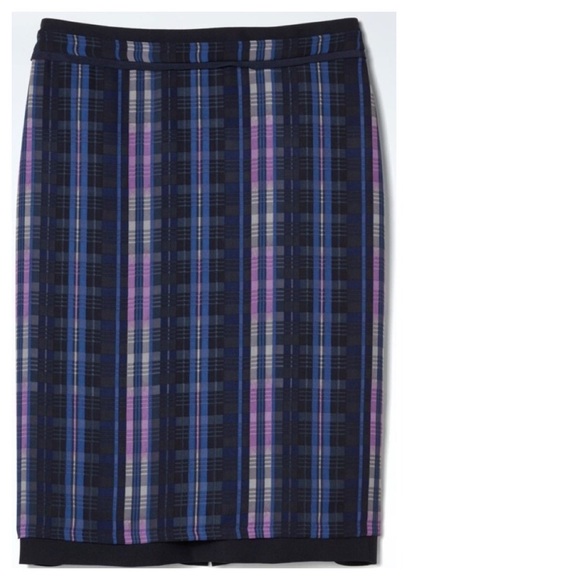 Banana Republic Plaid Pencil Skirt Purple Blue 6 - Picture 2 of 8